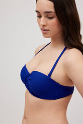 Top biquíni bandeau piqué azul-marinho copas C e D